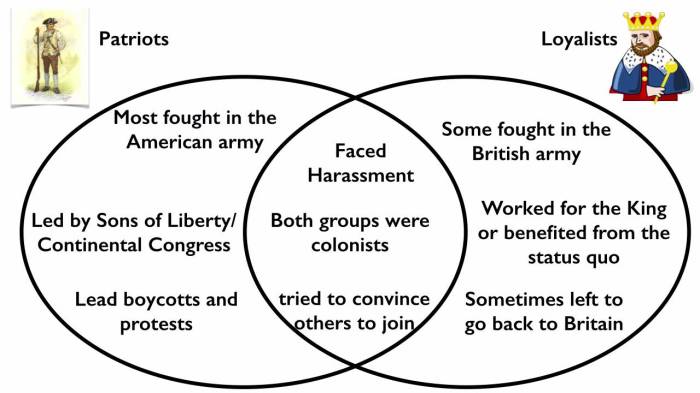 Loyalist and patriots venn diagram