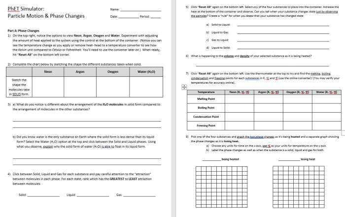 Phet simulation particle motion and phase changes answer key